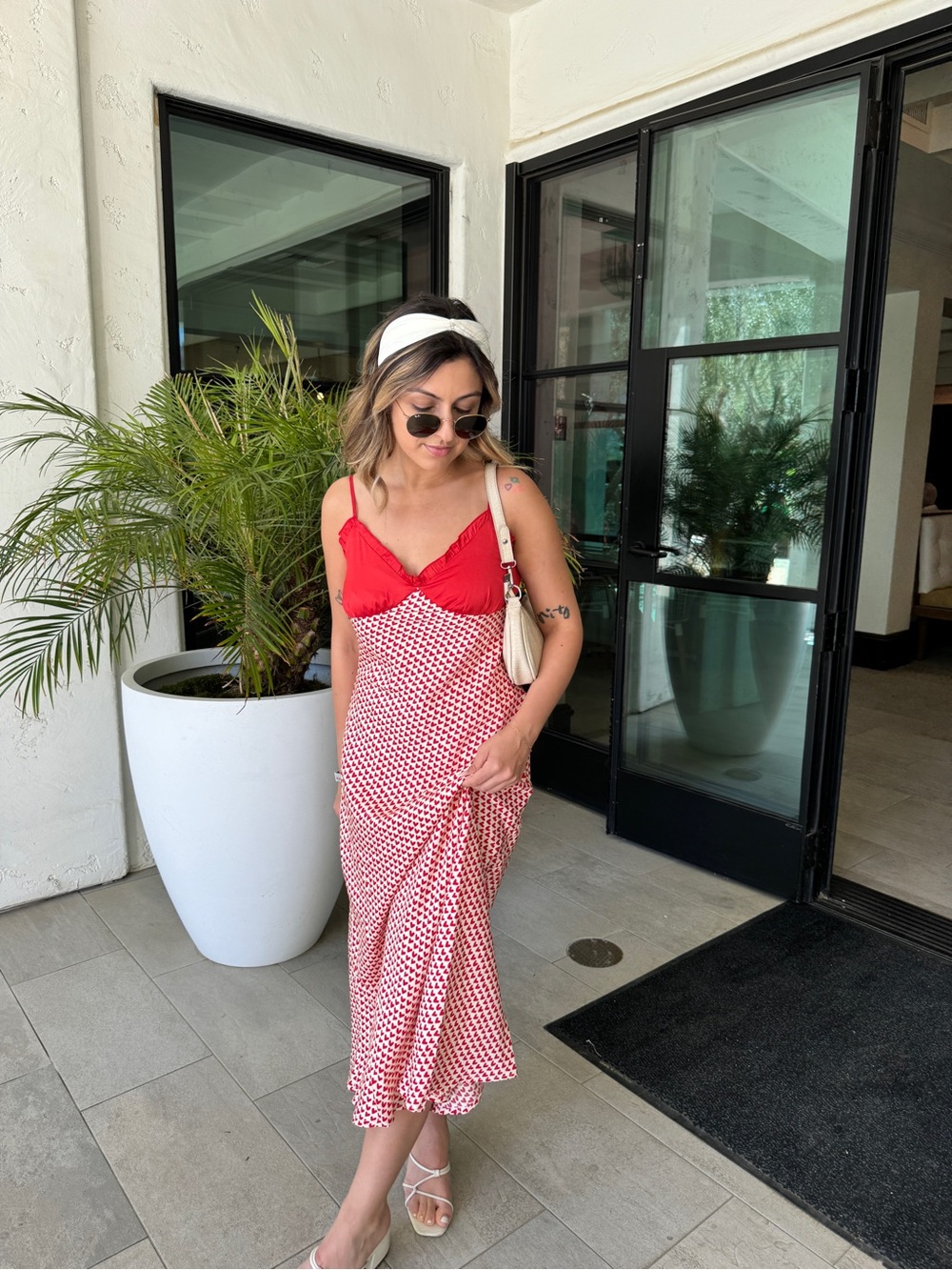 Red & White Polka Slip Dress
